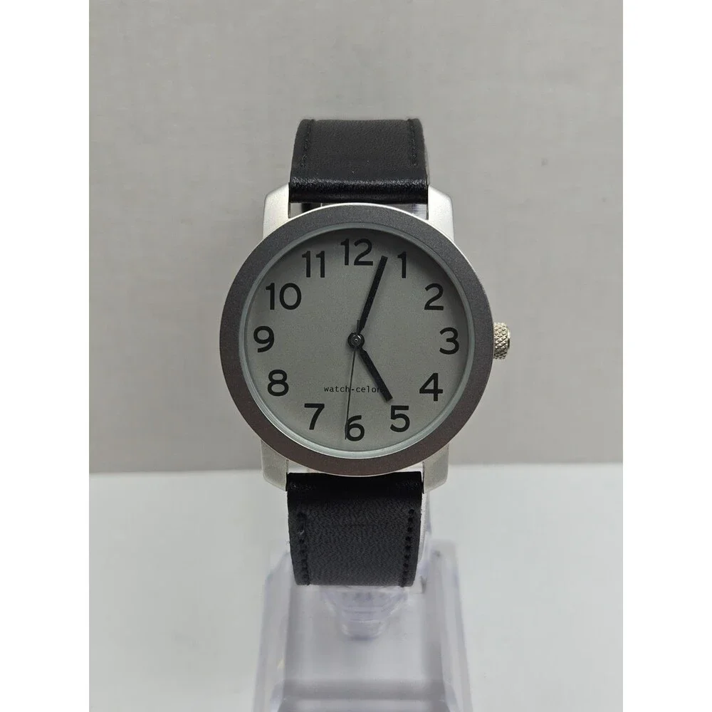 Vintage Watch Celona Basic Numbers Solid Quartz 5ATM Black Leather New Battery